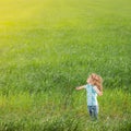Child in spring field Royalty Free Stock Photo