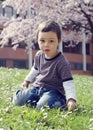 Child in spring park Royalty Free Stock Photo