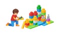 Child Stacking Colorful Blocks, Focused Play Early Development Vector, vector design Generative AI Royalty Free Stock Photo