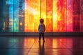 a child standing in front of a wall of touch sensitive panels Royalty Free Stock Photo