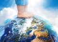 Child standing on planet earth Royalty Free Stock Photo