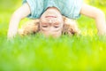 Child standing upside down Royalty Free Stock Photo