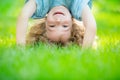 Child standing upside down Royalty Free Stock Photo