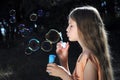 Child starting soap bubbles Royalty Free Stock Photo