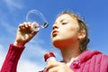 Child starting soap bubbles Royalty Free Stock Photo