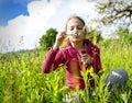 Child starting soap bubbles Royalty Free Stock Photo