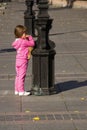 Child and street lamp post Royalty Free Stock Photo