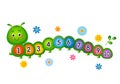 Child study allowance for counting up to 10. cute caterpillar with numbers. vector illustration