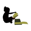 A child studying, body silhouette vector