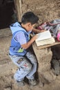 Child studying in his home Royalty Free Stock Photo