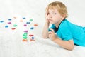 Child studying mathematics. Royalty Free Stock Photo