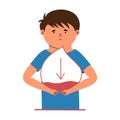 The child suffers from hypoglycemia. A teenager with symptoms of low blood sugar. Vector illustration in flat style