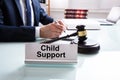 Child Support Nameplate With Lawyer And Mallet Royalty Free Stock Photo