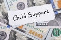 Child Support Note Placed On Top Of Dollar