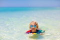 Kids surf on tropical beach. Vacation with child Royalty Free Stock Photo