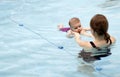 Child swimming lessons Royalty Free Stock Photo