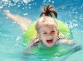 Child swimming in pool Royalty Free Stock Photo