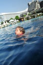 Child swimming in pool