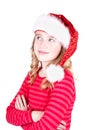 Child or teen girl wearing a Santa hat Royalty Free Stock Photo