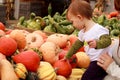 Child Touch Pumpkin Gourd Royalty Free Stock Photo