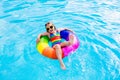 Child with toy ring in swimming pool Royalty Free Stock Photo