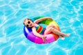 Child with toy ring in swimming pool Royalty Free Stock Photo