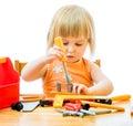 Child with toy tools Royalty Free Stock Photo