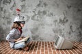 Child with toy virtual reality headset Royalty Free Stock Photo