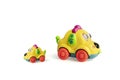 Child toys cars yellow on white