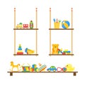 Child Toys Color Shelves for Home . Vector