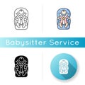 Child transportation icon. Baby in carseat. Drive infant child safely. Comfortable and secure seat for newborn kid