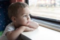 Child travelling by train Royalty Free Stock Photo