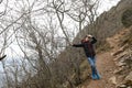 Child trekking on mountain Bear