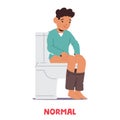 Child With Typical Stool Sits Comfortably On The Toilet, Maintaining Good Posture, And Exhibiting A Relaxed Expression