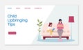 Child upbringing tips landing page vector template