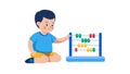 Child Using Abacus Math Learning Education Vector Illustration, vector design Generative AI Royalty Free Stock Photo