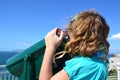 Child using binoculars Royalty Free Stock Photo