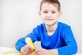 Child using 3D printing pen. Creative, technology, leisure, education concept Royalty Free Stock Photo