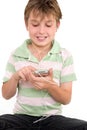 Child using a digital player Royalty Free Stock Photo