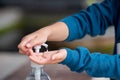 Child Using Hand Sanitizer