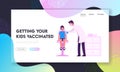 Child Vaccination, Immunization Procedure Website Landing Page. Doctor Put Injection to Kid. Boy Sitting on Chair Royalty Free Stock Photo