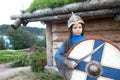 Child in Viking Armor with shield