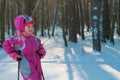Child. a walk in the forest in winter snow child Royalty Free Stock Photo