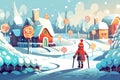 child walk in winter candy fantasy world