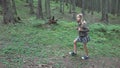 Child Walking in Forest, Kid Outdoor Nature, Girl Playing in Camping Adventure