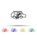 Child wash car multi color icon. Simple thin line, outline vector of poor peaple icons for ui and ux, website or mobile Royalty Free Stock Photo