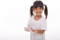 child washing hands and showing soapy palms. Royalty Free Stock Photo