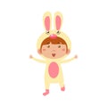 Child Wearing Costume of Bunny. Vector Illustration Royalty Free Stock Photo