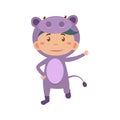 Child Wearing Costume of Hippo. Vector Illustration