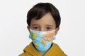 A child wearing protection mask